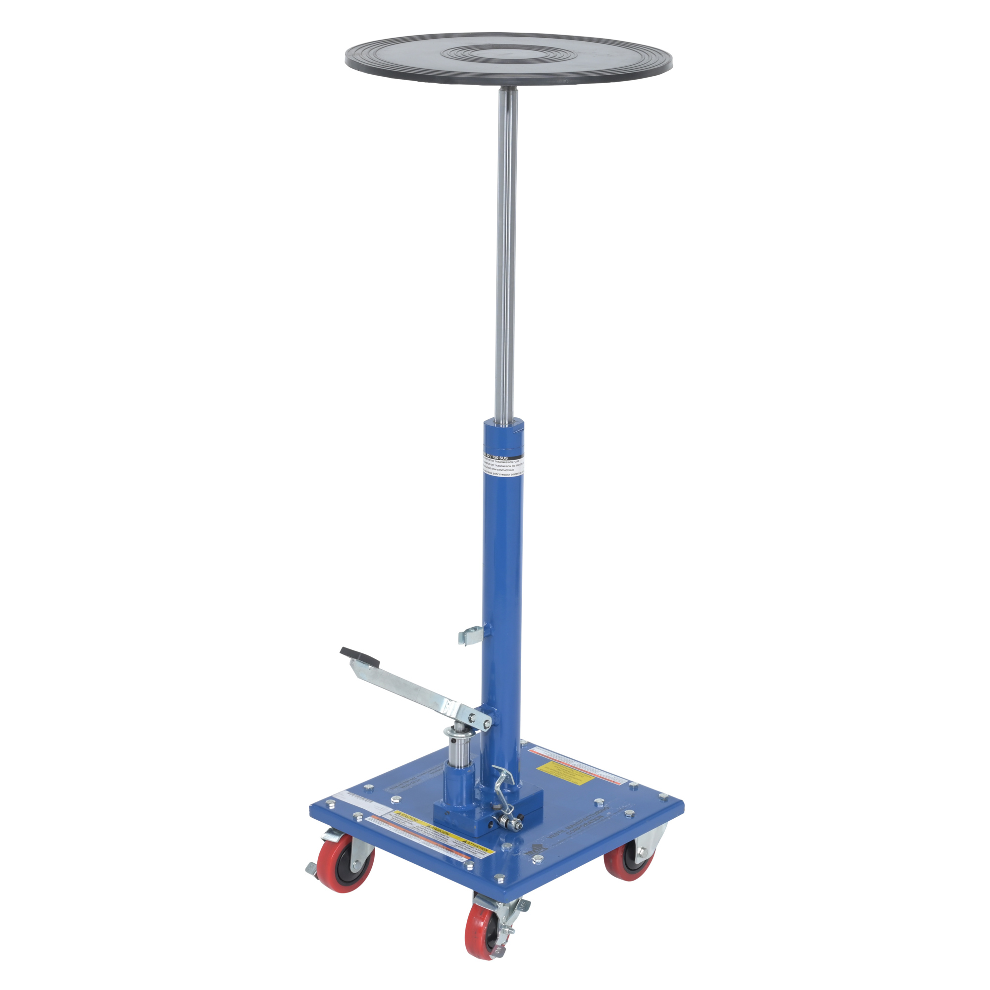 Vestil Steel Hydraulic Post Table — 18in. Round Top, 200-Lb. Capacity, Adjustable Height, Blue, Model# HT-02-18R